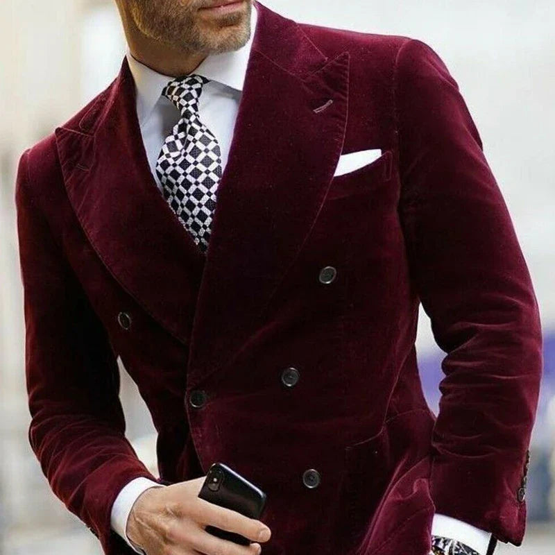 Elegant men's suit jacket business style double-breasted - formal and sophisticated fashion