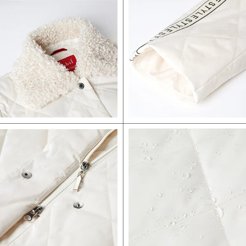Abrigo acolchado estilo casual para mujer con cuello efecto piel y detalles de moda