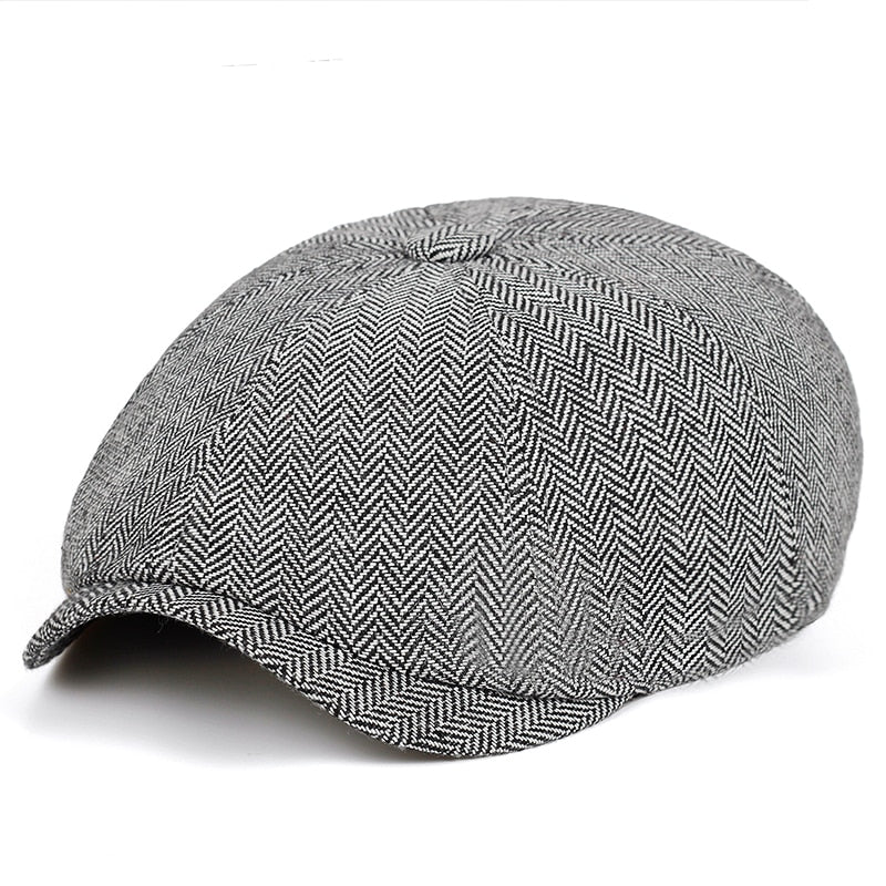 Casquette Plate Motif Chevron Foncé Style Rétro pour Homme