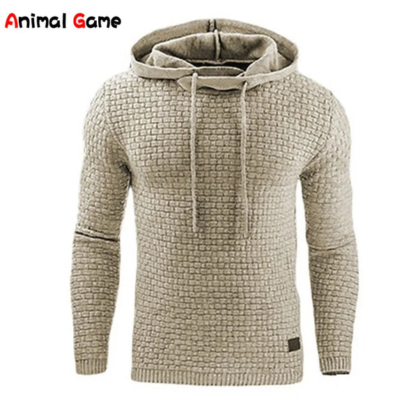 Sweat à Capuche Homme Texturé Tricot Beige Cordelette