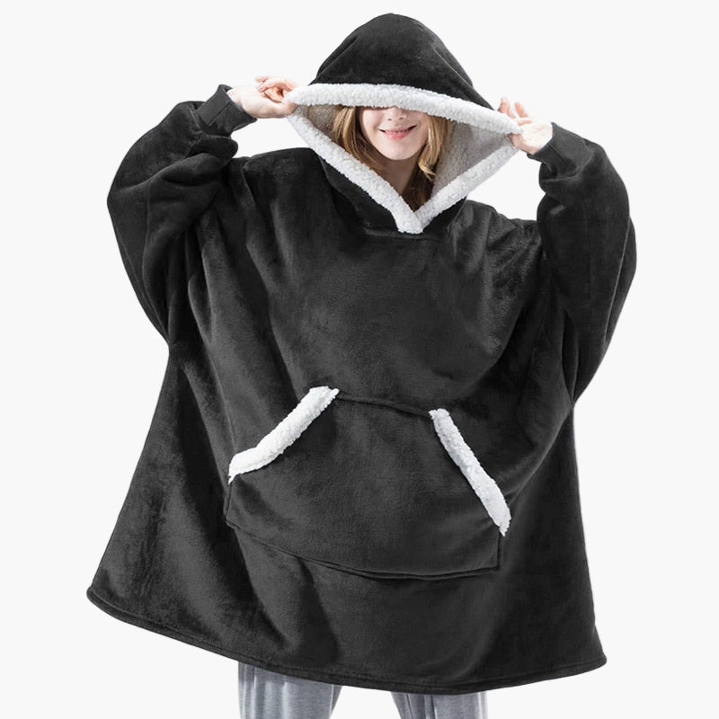 Damska bluza z kapturem w kratę – sweter casual i idealny koc na dom