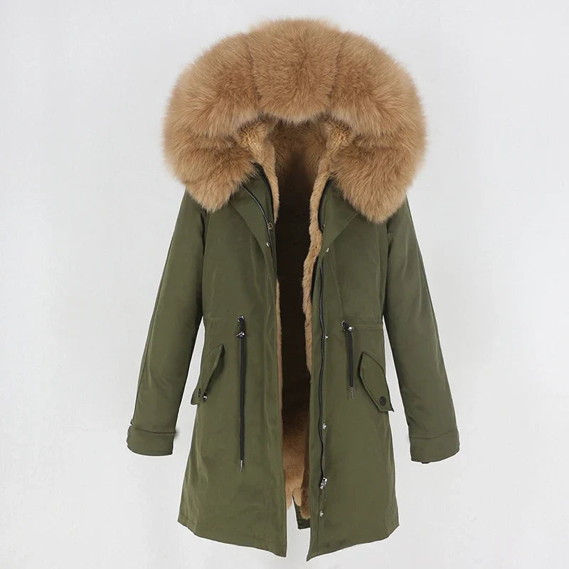Men's Long Casual Parka with Removable Fur-Lined Hood