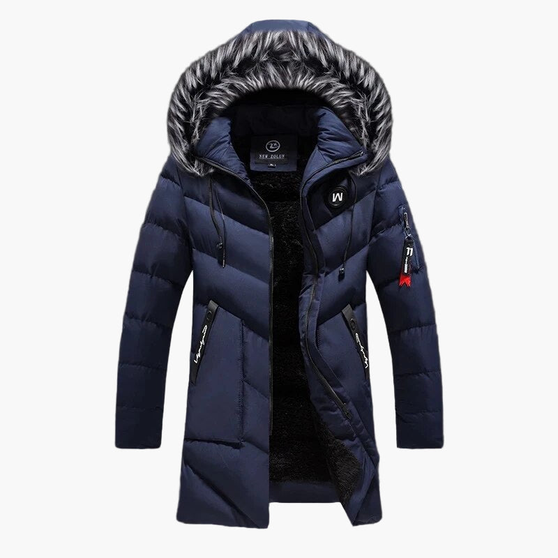 Langer Herren-Wintermantel mit Kapuze, urbaner Stil, ideal für kalte Tage