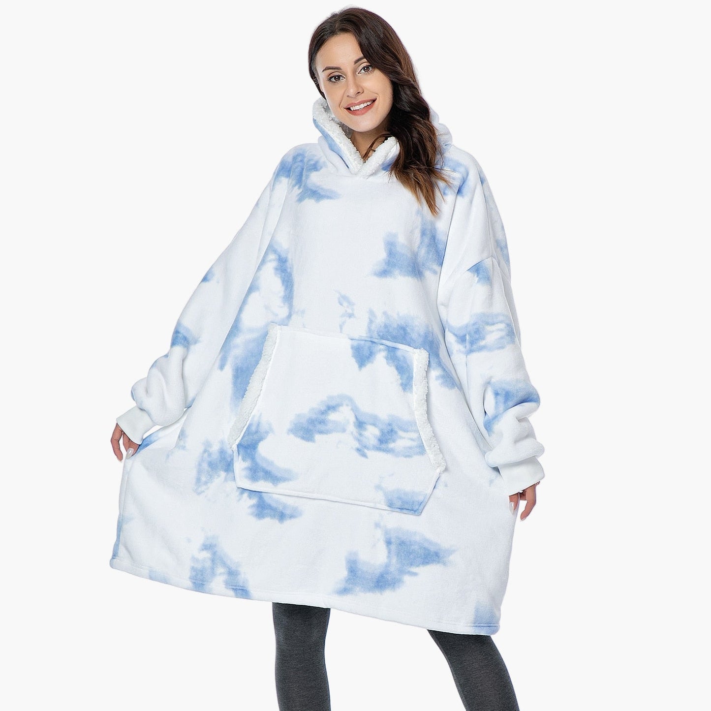 Damska bluza z kapturem w kratę – sweter casual i idealny koc na dom