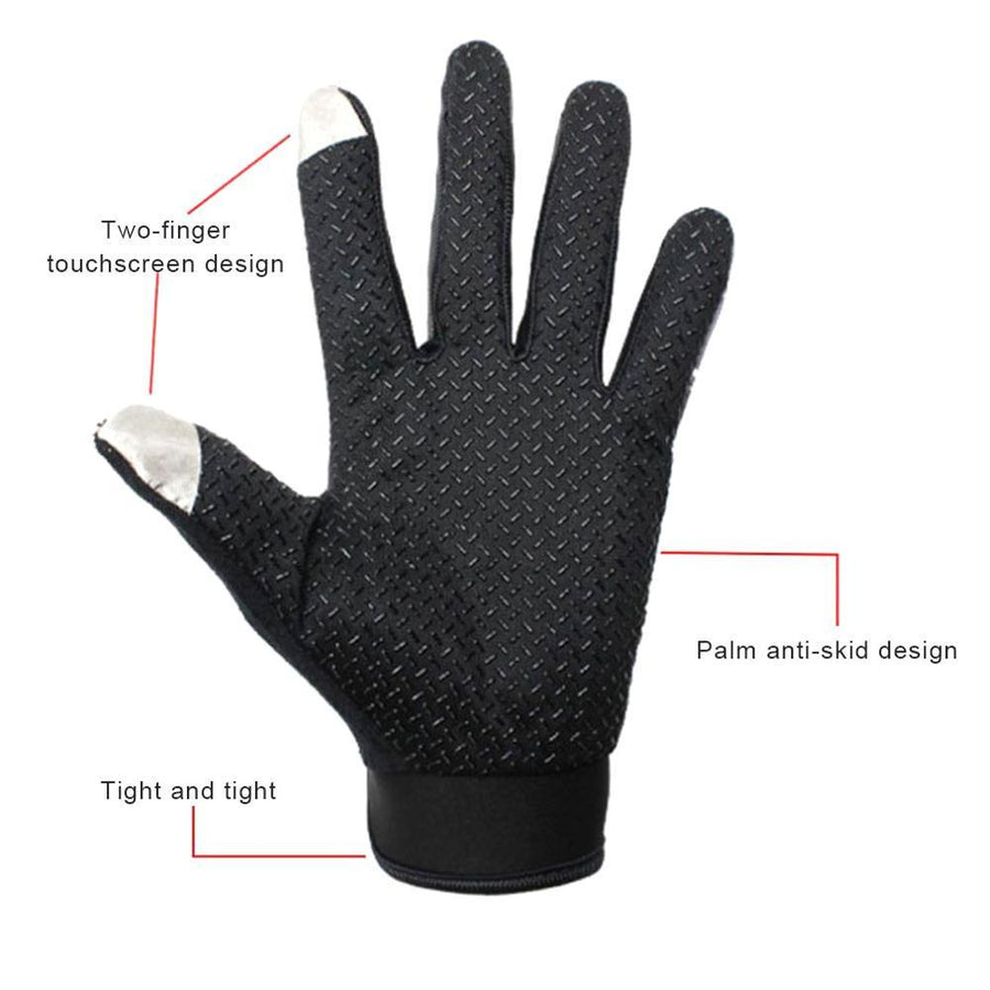Guantes negros de ciclismo y actividades al aire libre con estampados coloridos