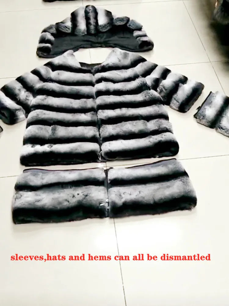 Women's soft fur-effect hooded coat