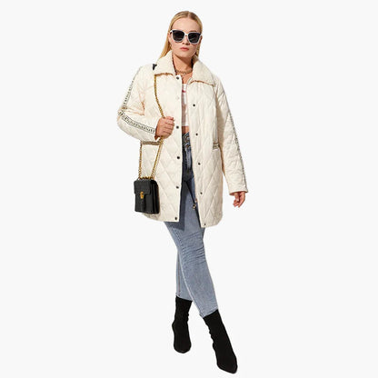Abrigo acolchado estilo casual para mujer con cuello efecto piel y detalles de moda