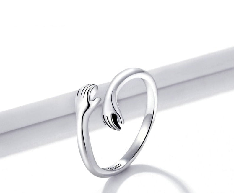 Bague Femme Style Moderne Ajustable Mains Enlacées Idée Cadeau Symbolique