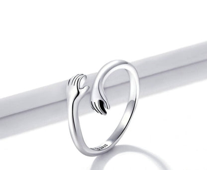 Bague Femme Style Moderne Ajustable Mains Enlacées Idée Cadeau Symbolique