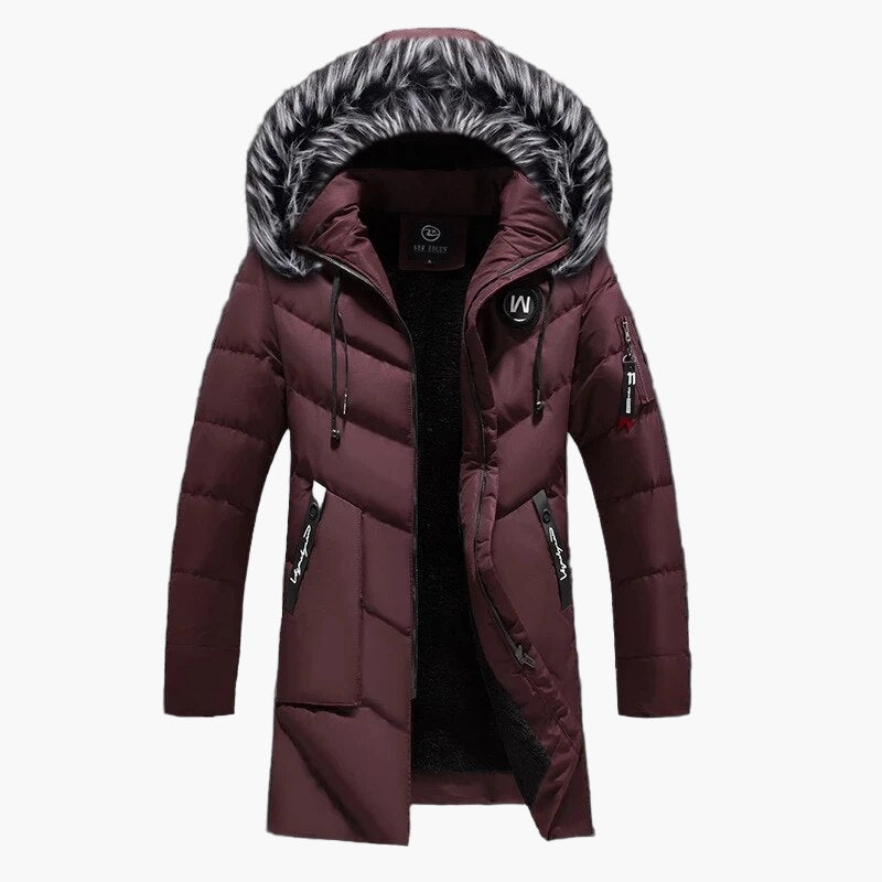 Langer Herren-Wintermantel mit Kapuze, urbaner Stil, ideal für kalte Tage