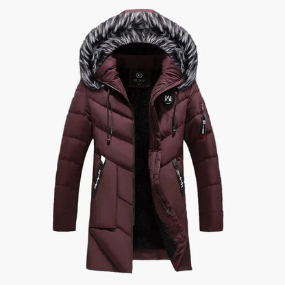 Langer Herren-Wintermantel mit Kapuze, urbaner Stil, ideal für kalte Tage