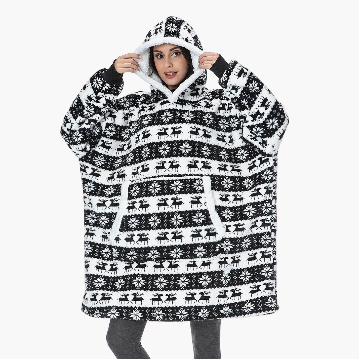 Damska bluza z kapturem w kratę – sweter casual i idealny koc na dom