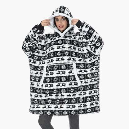 Damska bluza z kapturem w kratę – sweter casual i idealny koc na dom