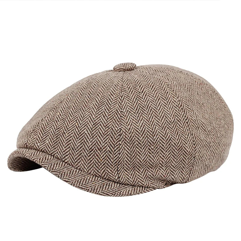 Casquette Plate Motif Chevron Foncé Style Rétro pour Homme