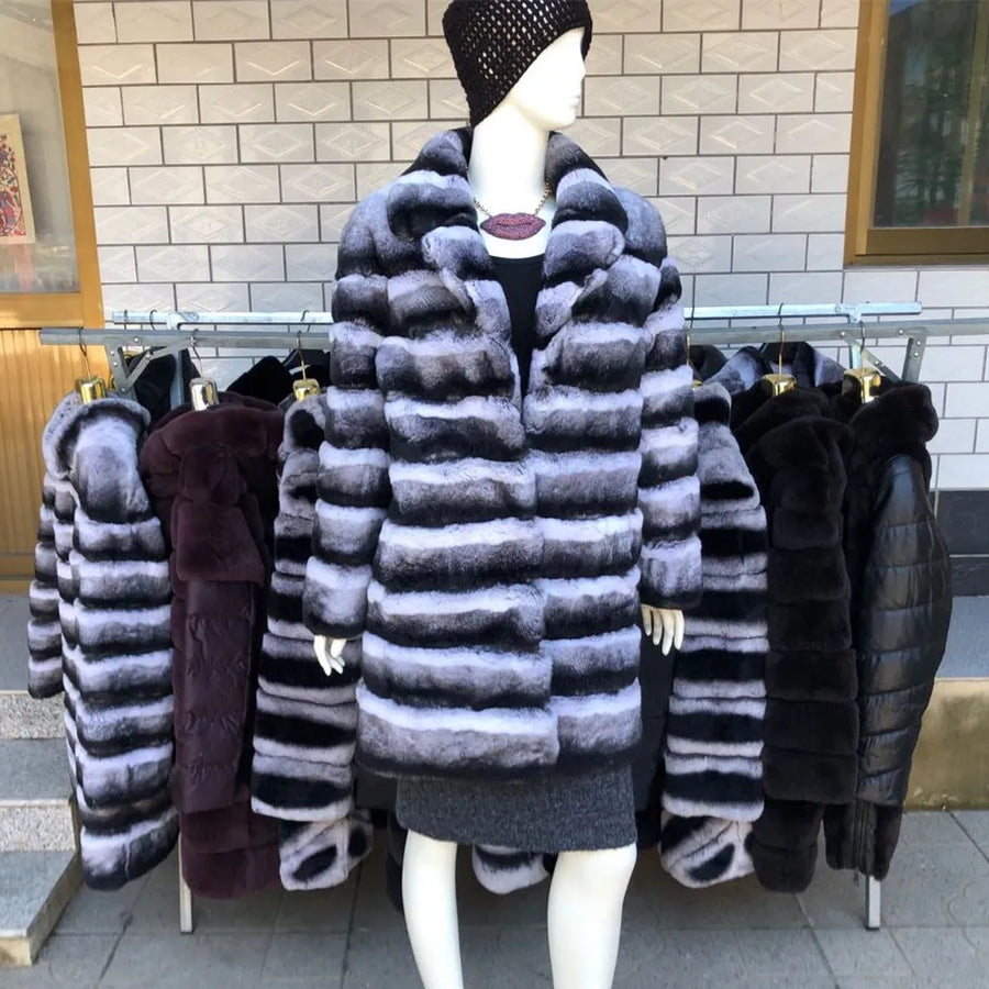 Women's soft fur-effect hooded coat
