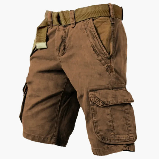 Short cargo homme style vintage multi-poches avec ceinture – Idéal pour activités estivales et look décontracté