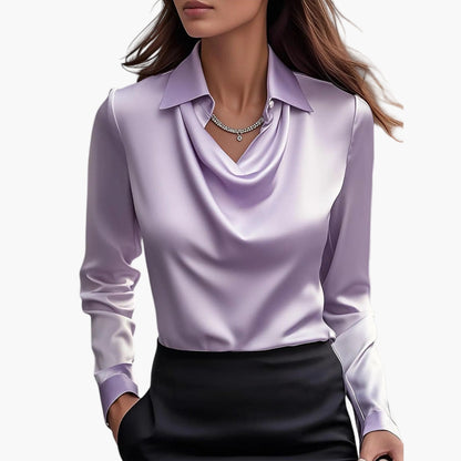 Elegante Damenbluse mit drapiertem Kragen im schicken Stil für Büro und Veranstaltungen