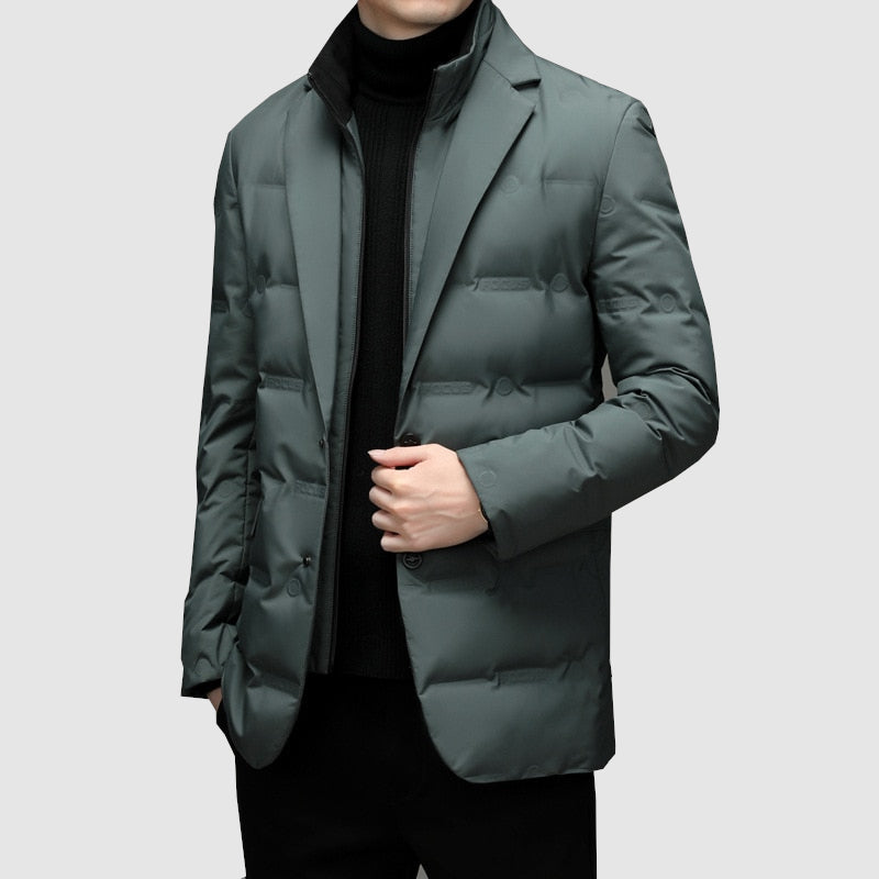 Elegant vadderad blazer för herr i urban stil för affärer och fritid