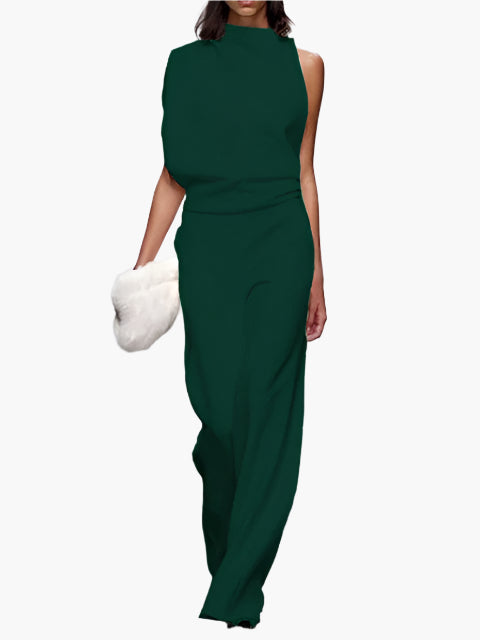 Combinaison élégante sans manches pour femme, style ample, idéale pour bureau ou soirée