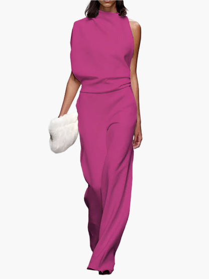Combinaison élégante sans manches pour femme, style ample, idéale pour bureau ou soirée