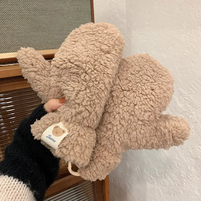 Mjuka vadderade nallebjörnsvantar för vintern, flera färger