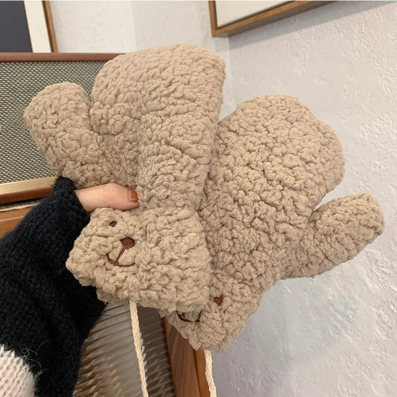 Mjuka vadderade nallebjörnsvantar för vintern, flera färger