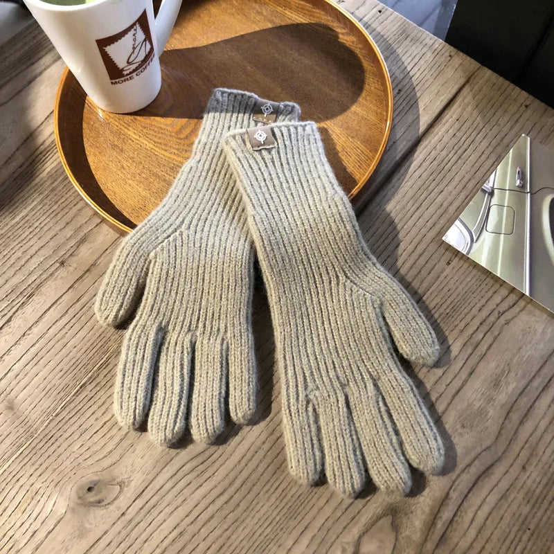 Soft Unisex Ribbed Knitted Gloves for Winter