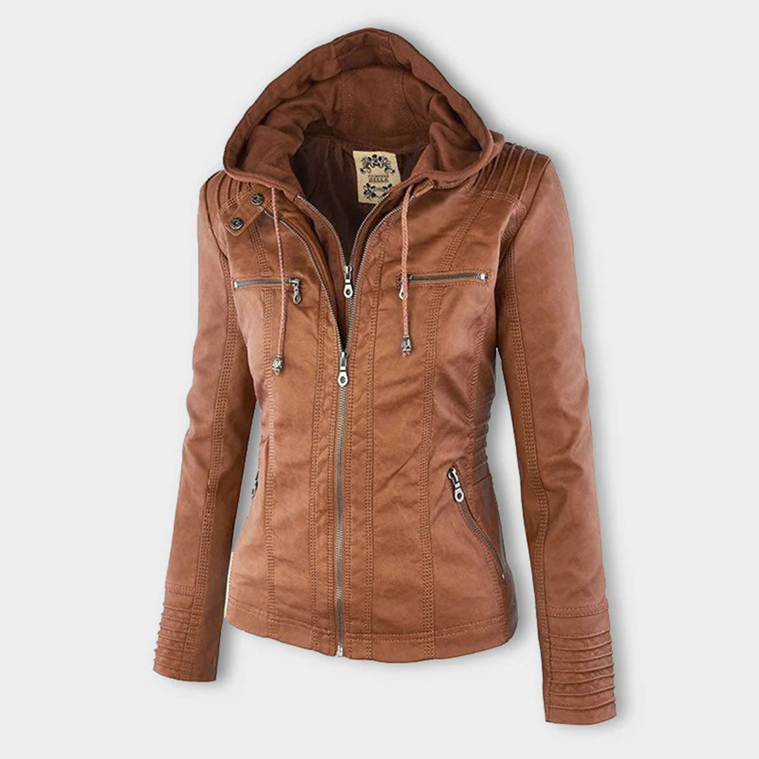 Chaqueta de mujer estilo motero con capucha – Elegante y versátil para todas las estaciones