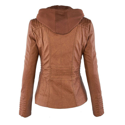 Chaqueta de mujer estilo motero con capucha – Elegante y versátil para todas las estaciones