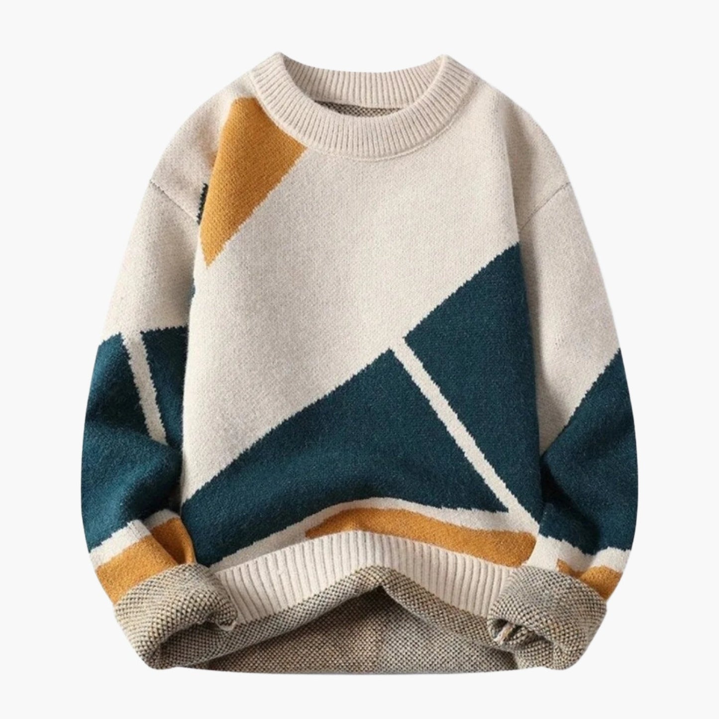 Avslappnad tröja med geometriskt mönster för herrar – perfekt för en modern och bekväm look