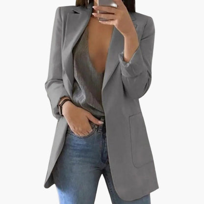 Blazer long femme élégant coupe moderne pour bureau et sorties