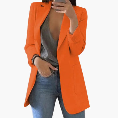 Blazer long femme élégant coupe moderne pour bureau et sorties