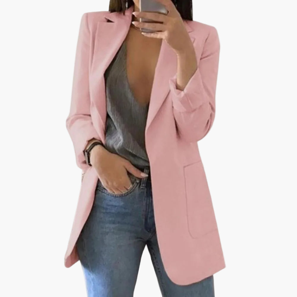 Blazer long femme élégant coupe moderne pour bureau et sorties