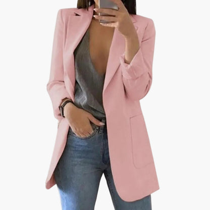 Blazer long femme élégant coupe moderne pour bureau et sorties