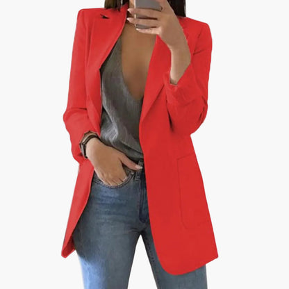 Blazer long femme élégant coupe moderne pour bureau et sorties