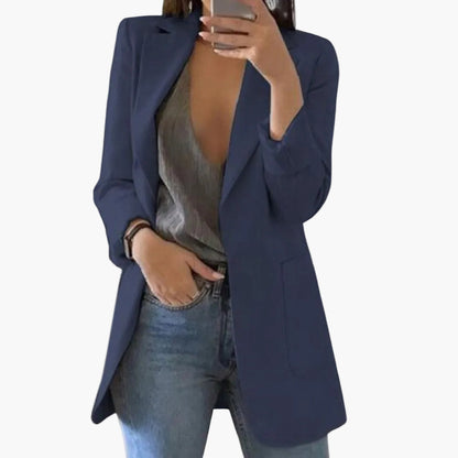 Blazer long femme élégant coupe moderne pour bureau et sorties