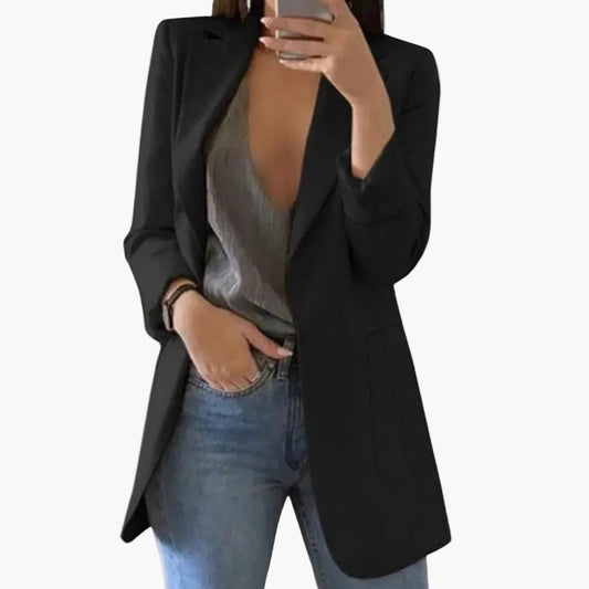 Blazer long femme élégant coupe moderne pour bureau et sorties