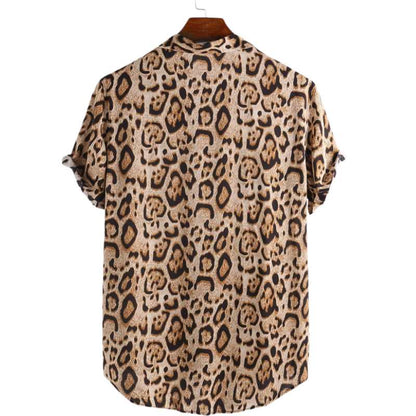 Chemise à Manches Courtes Imprimé Léopard pour Homme