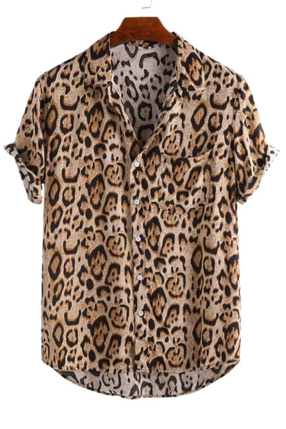 Chemise à Manches Courtes Imprimé Léopard pour Homme
