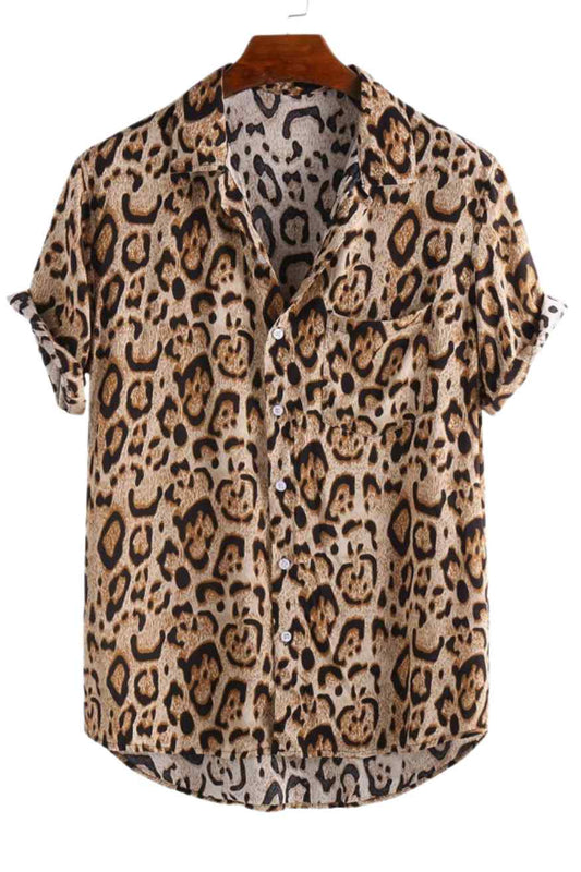 Chemise à Manches Courtes Imprimé Léopard pour Homme