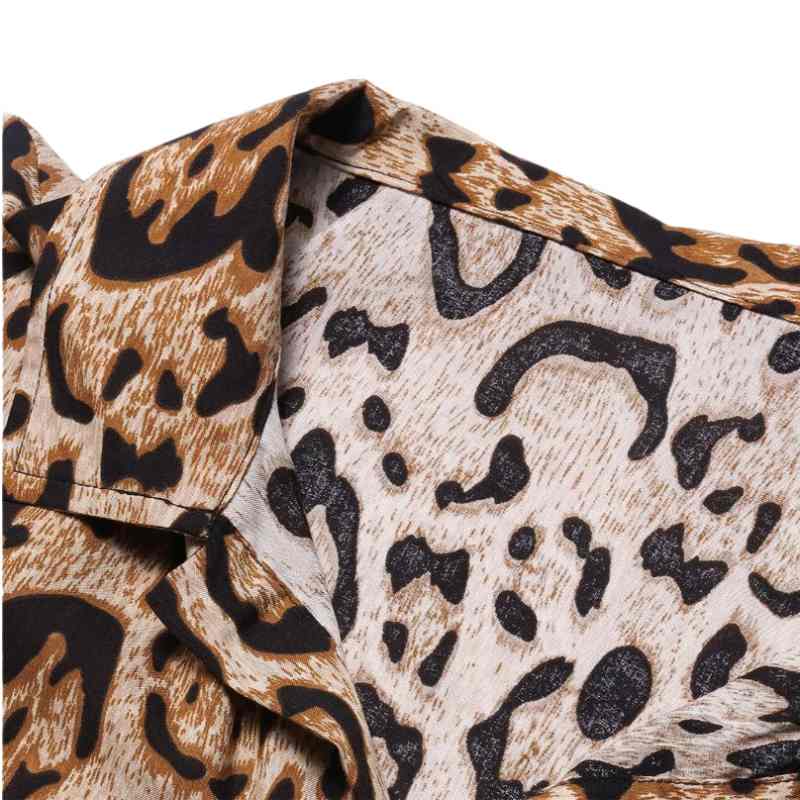 Kortärmad skjorta med leopardmönster för herr