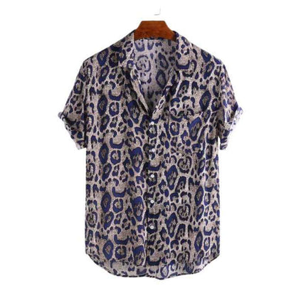 Chemise à Manches Courtes Imprimé Léopard pour Homme