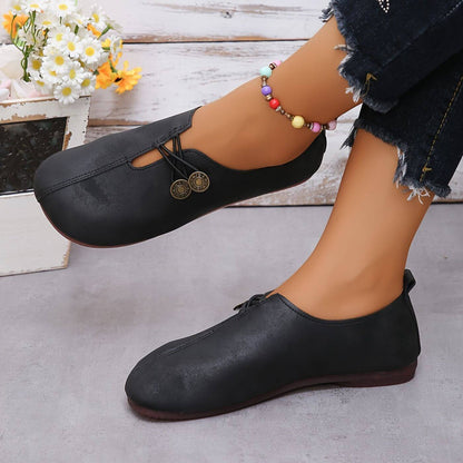Chaussures confort femme style ballerine avec boutons décoratifs – Idéal usage quotidien et voyage