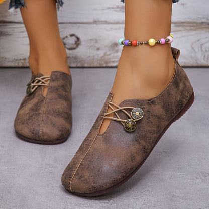 Chaussures confort femme style ballerine avec boutons décoratifs – Idéal usage quotidien et voyage