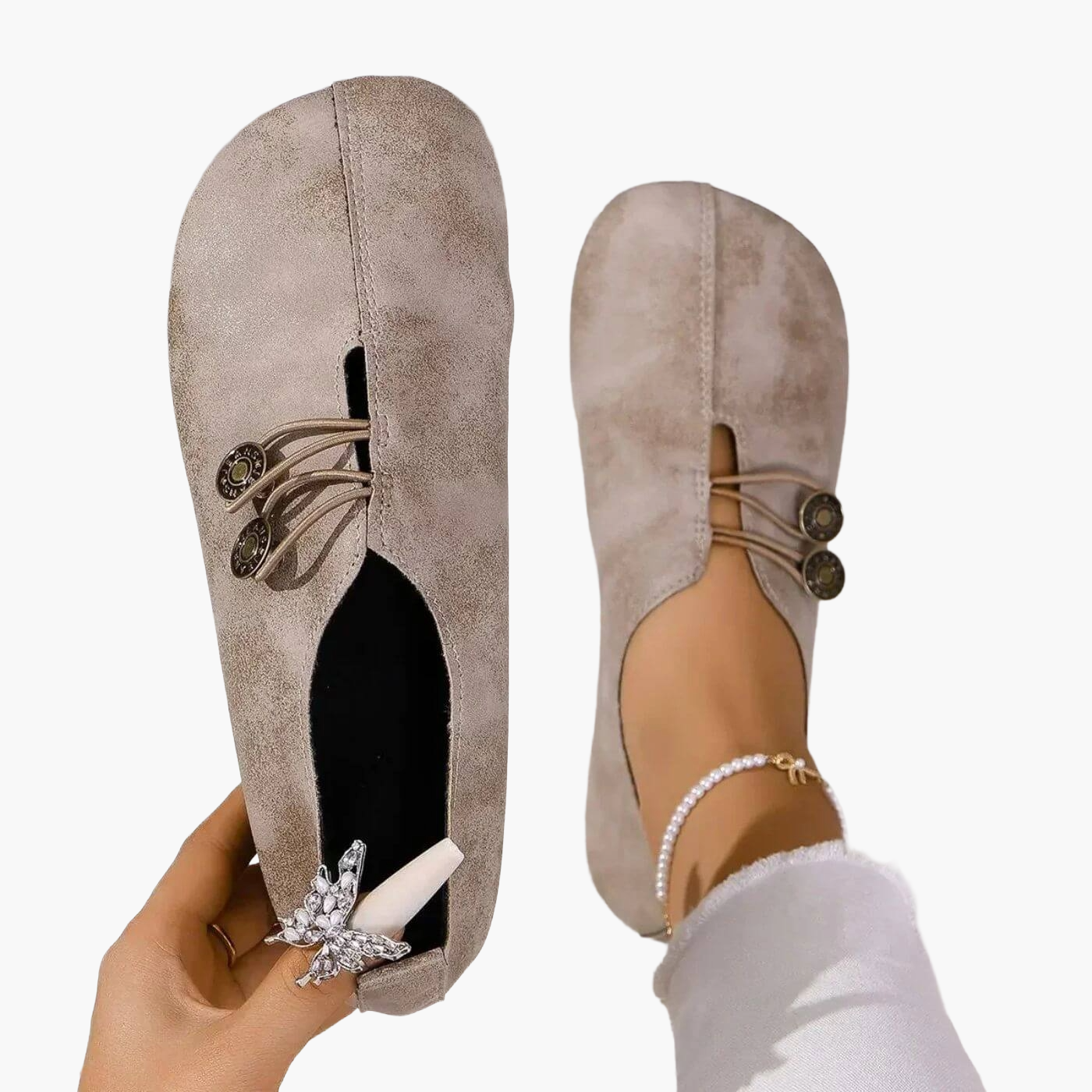 Chaussures confort femme style ballerine avec boutons décoratifs – Idéal usage quotidien et voyage