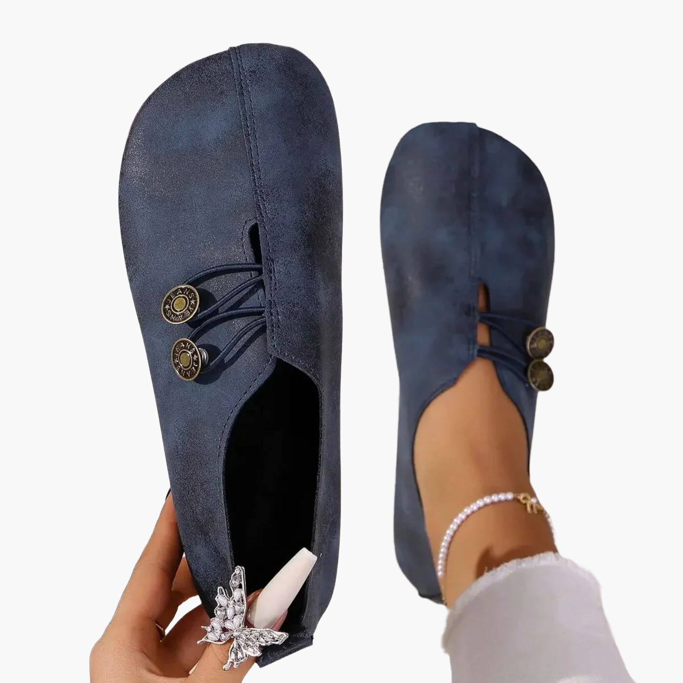 Chaussures confort femme style ballerine avec boutons décoratifs – Idéal usage quotidien et voyage