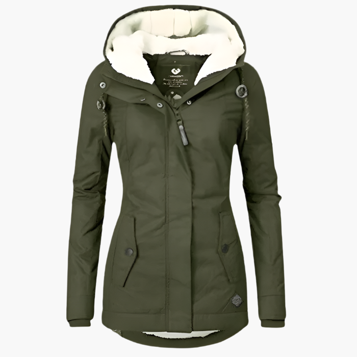 Cappotto invernale impermeabile con cappuccio da donna – Stile urbano e protezione quotidiana