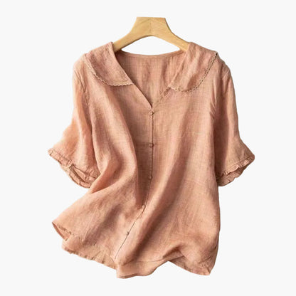 Elegant women's blouse with scalloped collar vintage style for daily use