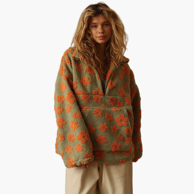 Damesweatshirt i boheme-stil med blomster til hyggestunder og afslappede udflugter