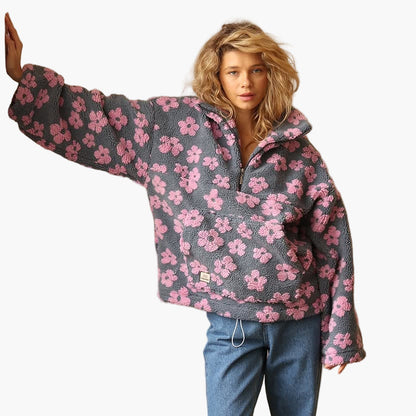 Damesweatshirt i boheme-stil med blomster til hyggestunder og afslappede udflugter